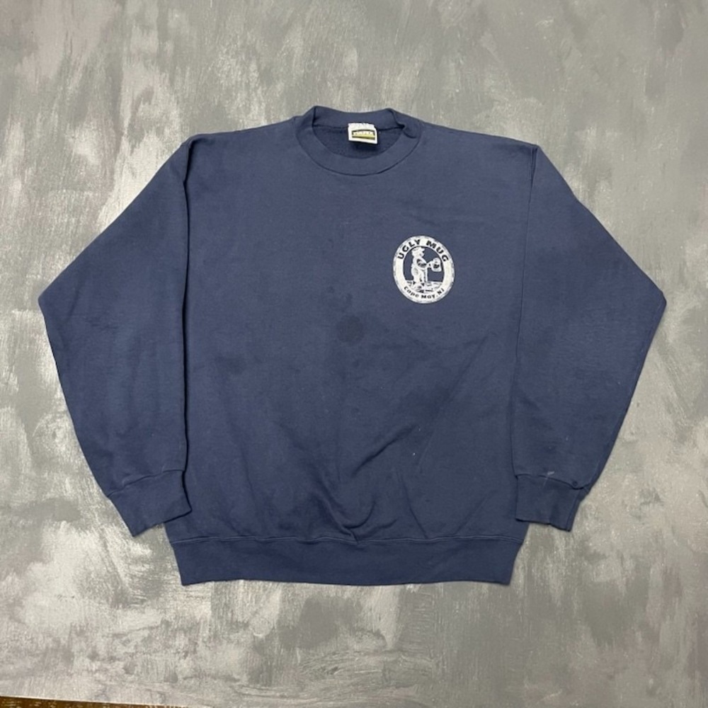 Vintage Ugly Mug Graphic Sweatshirt Men Large Blue 1990s Tultex